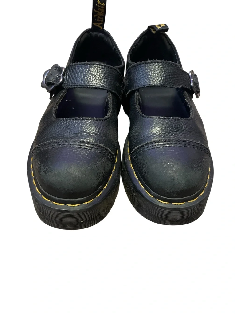 Dr. Martens Black Platform Mary Jane Glower Buckle Platform Shoes size 9